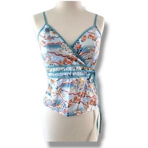 Vintage 90s Y2K Roxy Spaghetti Strap Floral Top Size Small